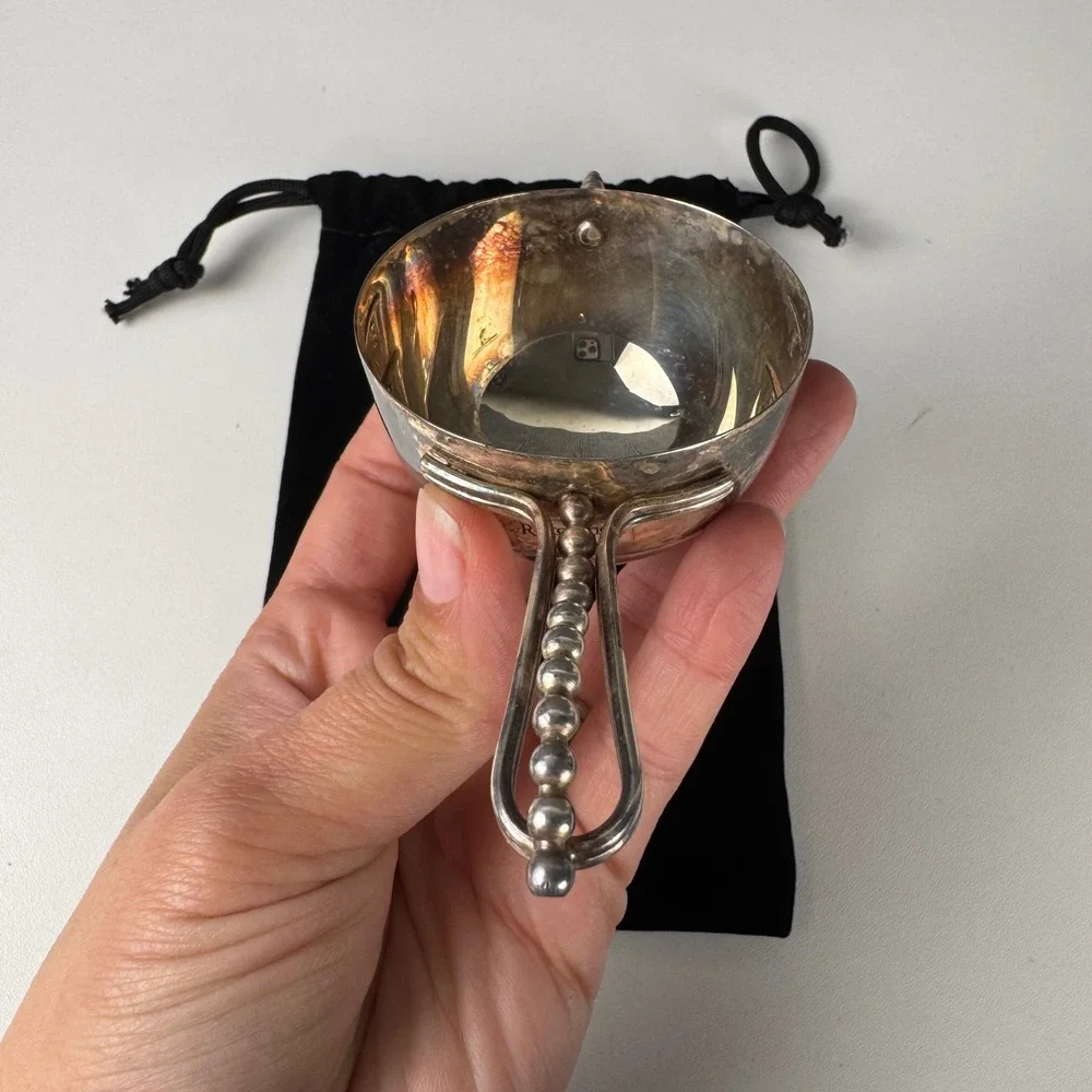 Restoration Hardware Charlie Jin Tippling Jigger Silver Barware 2oz with Pouch